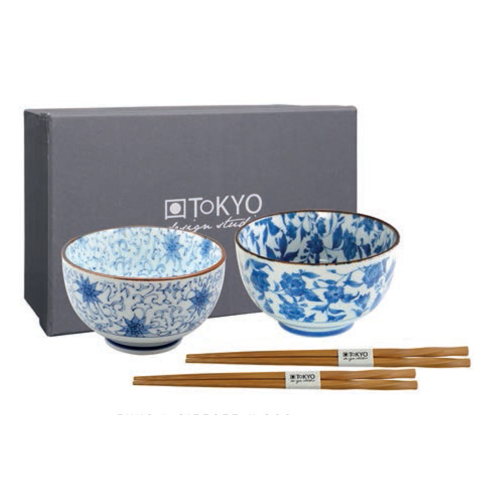 Colore Blu Cobalto TOKYO design studio Set di 6 Ciotole in Porcellana Diametro: 13,8 cm 